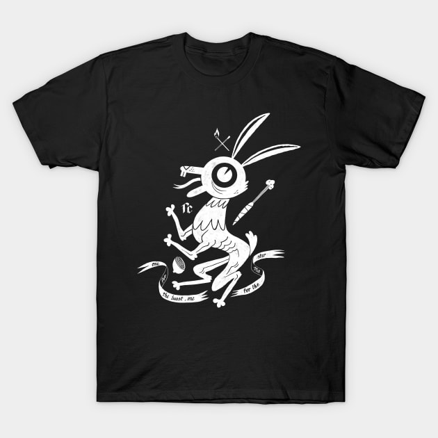 Garden Hare white print T-Shirt by Freaking Creatures